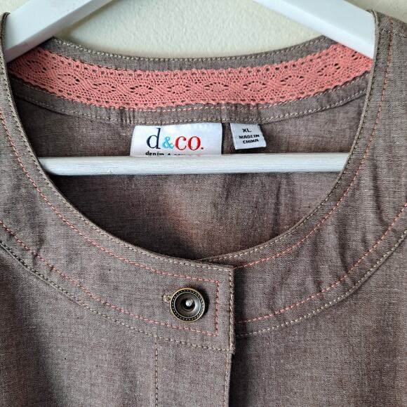 Denim & Co Womens 2 Piece Top and Capri Pants Matching Set Brown Size XL - Picture 15 of 16